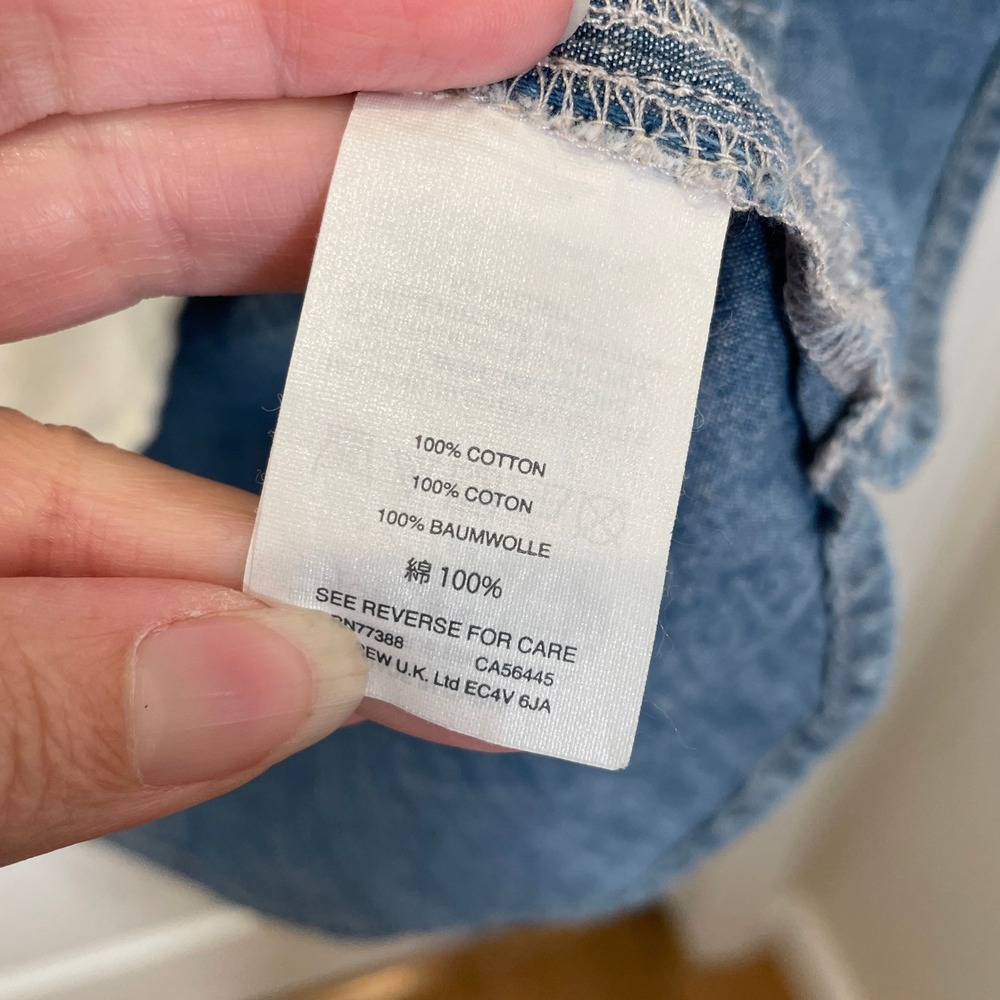 J.Crew Chambray Denim Shirt Dress Blue Cotton Button Front Long Sleeve Mini M - Picture 4 of 6
